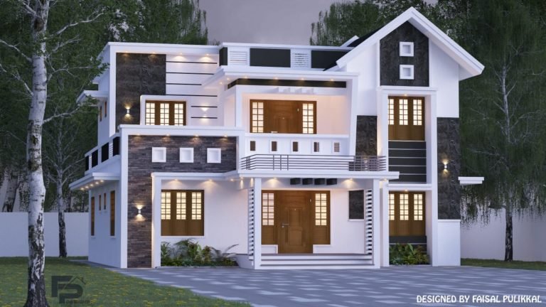 2000 Sq Ft 5BHK Contemporary Style Two-Storey House and Free Plan