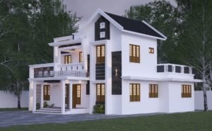 2000 Sq Ft 5BHK Contemporary Style Two-Storey House elevation