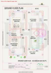 543 Sq Ft 2BHK Modern Single Floor House and Free Plan