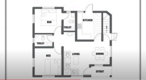 725 Sq Ft 2BHK Contemporary Modern Single Floor House and Free Plan