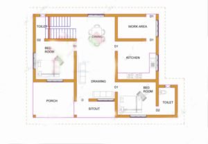 900 Sq Ft 2BHK Single Floor Low Budget House and Free Plan