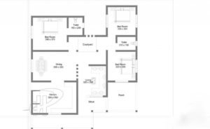 1300 Sq Ft 3BHK Modern Single Floor House and Free Plan