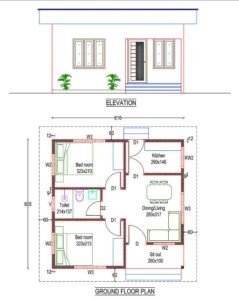 650 Sq Ft 2BHK Simple and Low Budget House and Free Plan