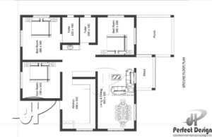 1097 Sq Ft 3BHK Contemporary Style Single Floor House and Free Plan