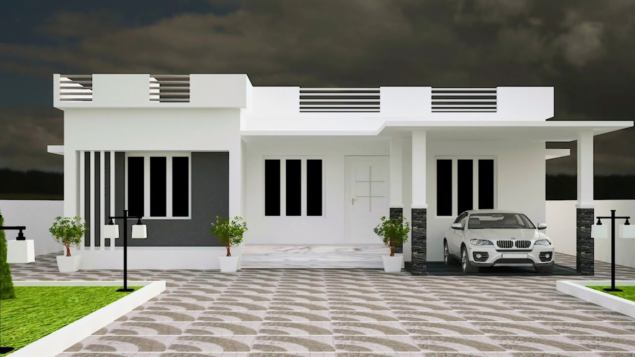 1203 Sq Ft 3BHK Flat Roof Single-Storey House and Free Plan, 18 Lacks