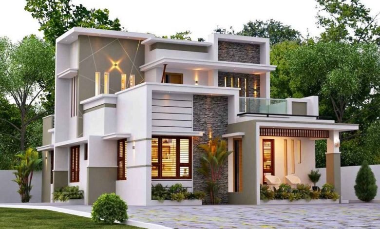 1642 Sq Ft 3BHK Contemporary Style Two-Storey House and Free Plan