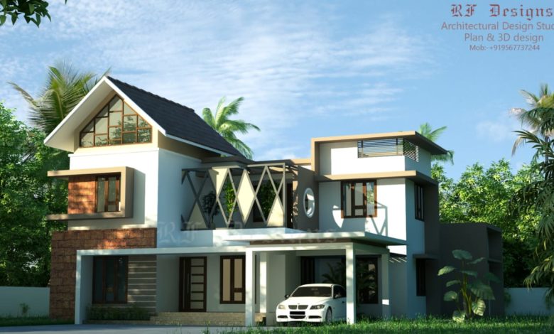2827 Sq Ft 5BHK Contemporary Style Two-Storey House and Free Plan