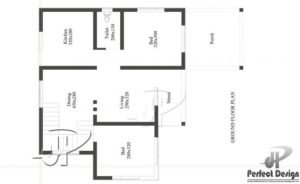734 Sq Ft 2BHK Traditional Style 2BHK House and Free Plan