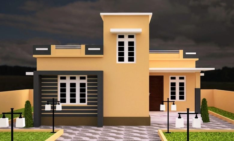 890 Sq Ft 2BHK Contemporary Style Single-Storey House and Free Plan