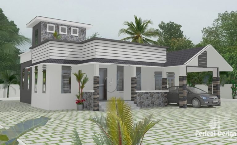 1237 Sq Ft Traditional-Contemporary Style Single Floor House and Free Plan