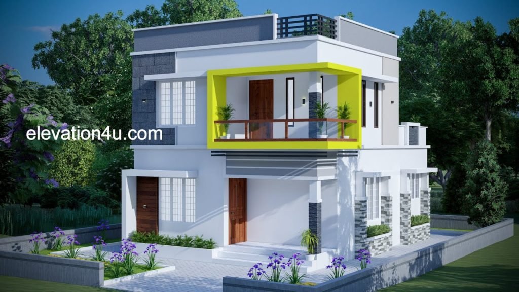 1258 Sq Ft 3BHK Contemporary Style Two-Storey House and Free Plan