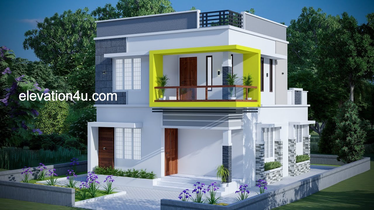 1258 Sq Ft 3BHK Contemporary Style Two-Storey House and Free Plan