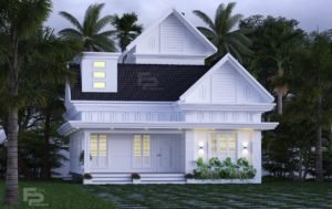 1329 Sq Ft 2BHK Colonial Style Single-Storey House and Free Plan