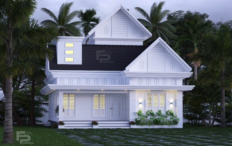 1329 Sq Ft 2BHK Colonial Style Single-Storey House and Free Plan