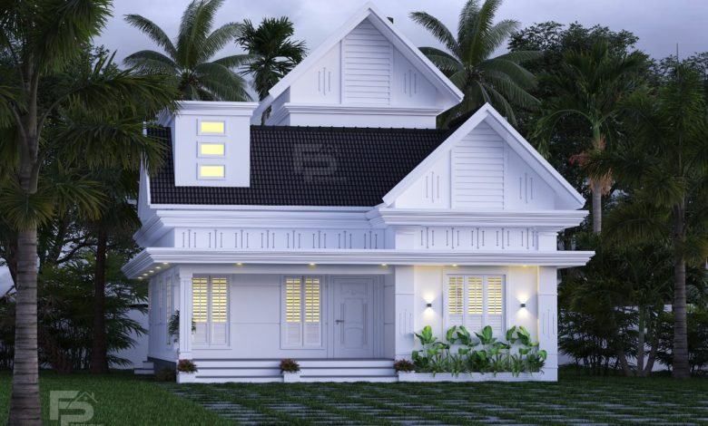 1329 Sq Ft 2BHK Colonial Style Single-Storey House and Free Plan