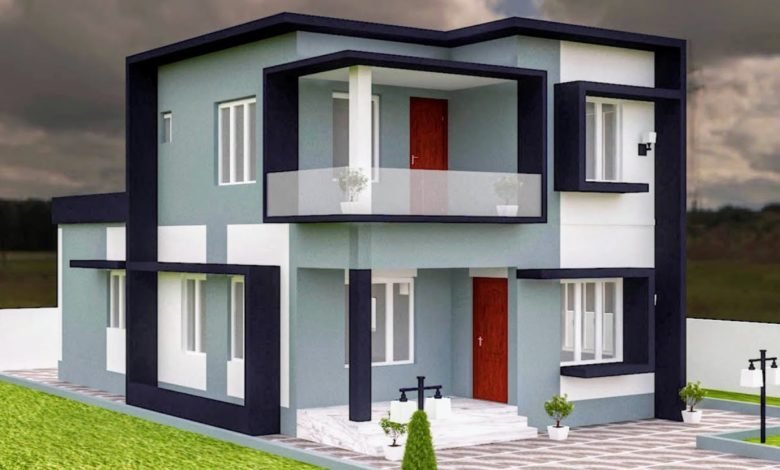 1353 Sq Ft 3BHK Contemporary Style Two-Storey House and Free Plan