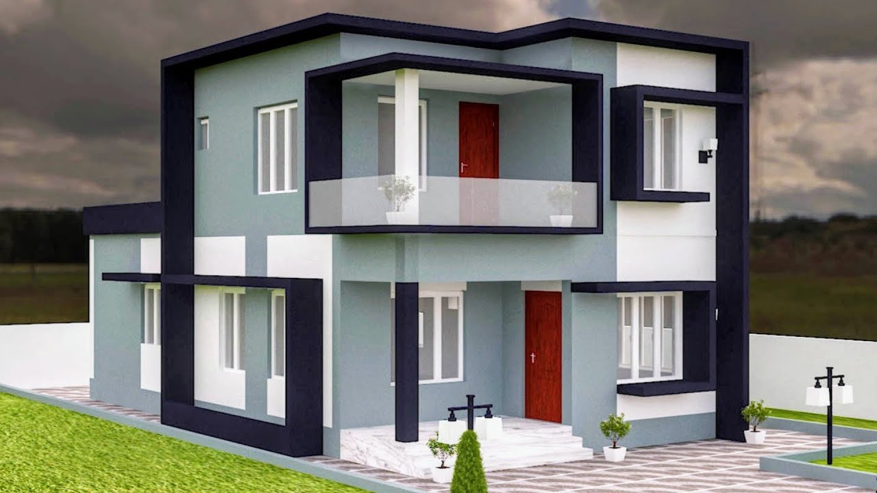 1353 Sq Ft 3BHK Contemporary Style Two-Storey House and Free Plan