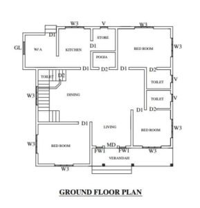 1500 Sq Ft 3BHK Traditional Style Single Floor House and Free Plan