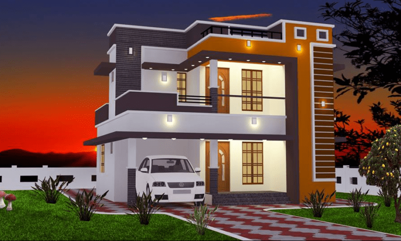 965 Sq Ft 2BHK Contemporary Style Double Floor House and Free Plan