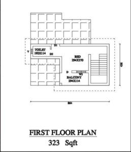 965 Sq Ft 2BHK Contemporary Style Double Floor House and Free Plan