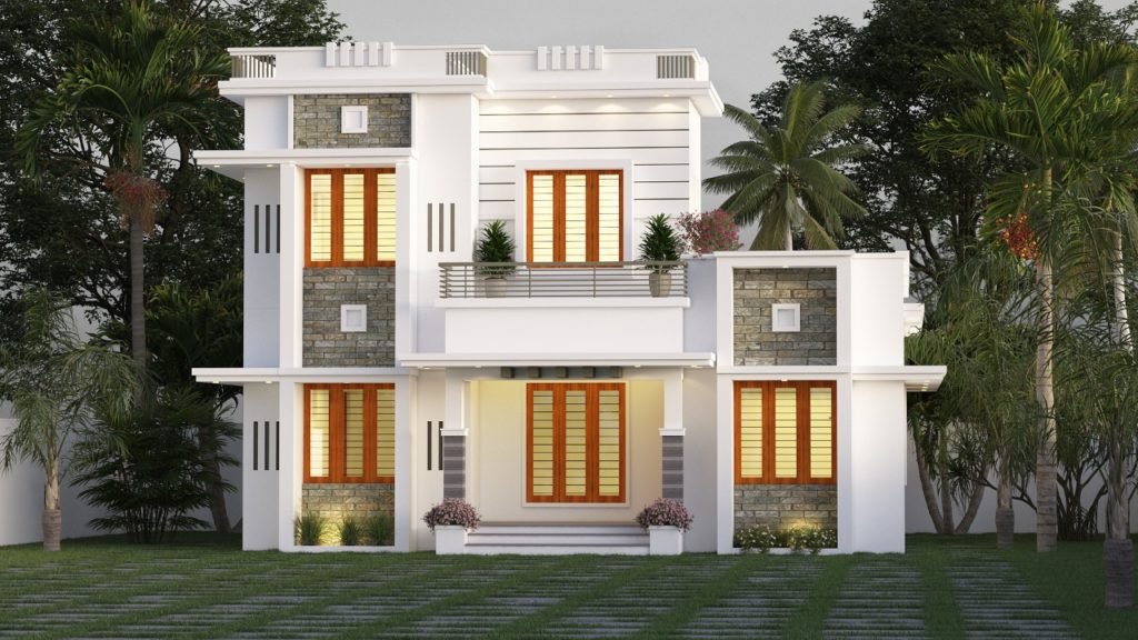 1259 Sq Ft 3BHK Contemporary Style Two-Storey House and Free Plan