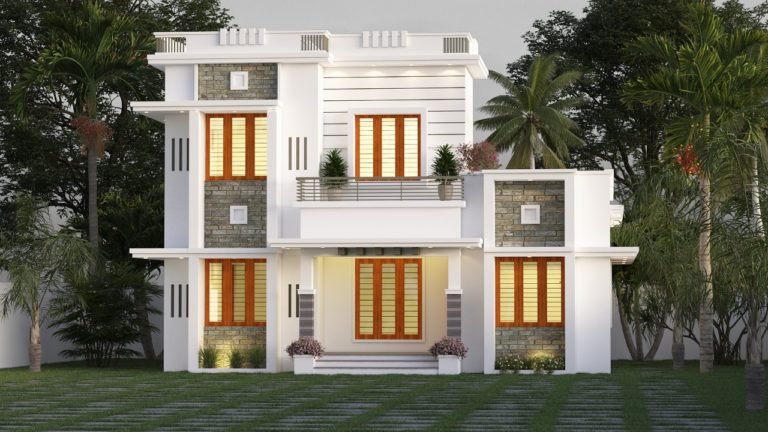1259 Sq Ft 3BHK Contemporary Style Two-Storey House and Free Plan
