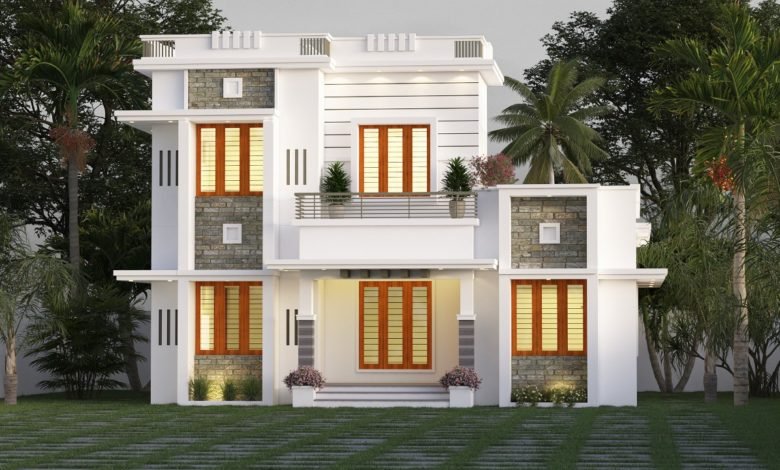 1259 Sq Ft 3BHK Contemporary Style Two-Storey House and Free Plan