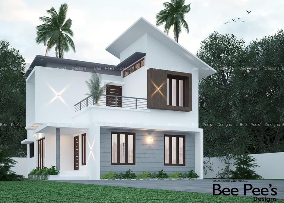 1302 Sq Ft 3BHK Contemporary Style Two-Storey House and Free Plan