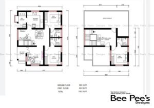 1302 Sq Ft 3BHK Contemporary Style Two-Storey House and Free Plan