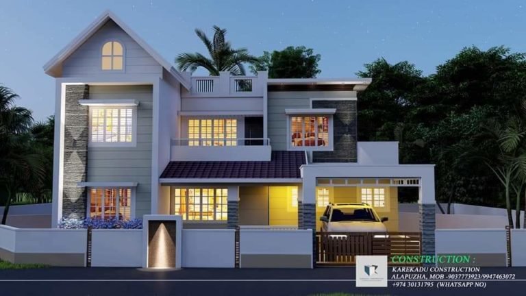 1485 Sq Ft 3BHK Contemporary Style Two-Storey House and Free Plan