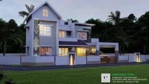 1485 Sq Ft 3BHK Contemporary Style Two-Storey House and Free Plan
