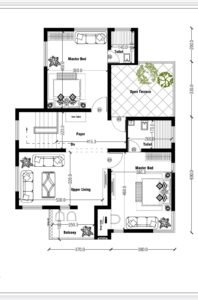 1710 Sq Ft 4BHK Contemporary Style Two-Storey House and Free Plan