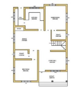 950 Sq Ft 2BHK Contemporary Style Single-Storey House and Free Plan