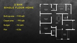 1145 Sq Ft 3BHK Contemporary Style Home and Free Plan, 14 Lacks