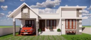 1227 Sq Ft 3BHK Contemporary Style House at 5 Cent Plot, Free Plan, 17 Lacks
