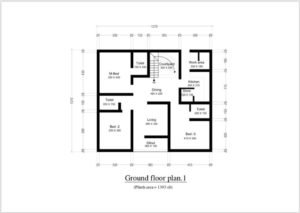1393 Sq Ft 3BHK Traditional Style Single-Storey House and Free Plan