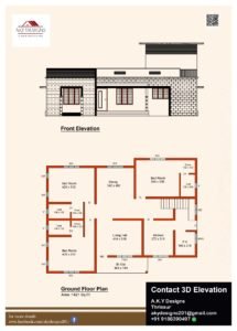 1421 Sq Ft 3BHK Contemporary Style Single Floor Home and Free Plan