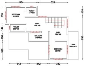 1800 Sq Ft 4BHK Contemporary Style Mixed Roof Home and Free Plan