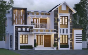 1800 Sq Ft 4BHK Contemporary Style Mixed Roof Home and Free Plan