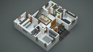 1944 Sq Ft 3BHK Contemporary Style Two-Storey House and Free Plan