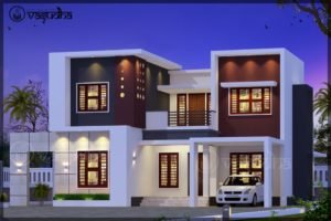 1950 Sq Ft 3BHK Contemporary Style Two-Storey House and Free Plan