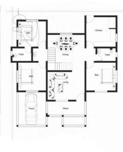 1200 Sq Ft 3BHK Fusion Style Single Floor Home and Free Plan