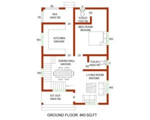1610 Sq Ft 4BHK Contemporary Style Double Floor Home and Free Plan