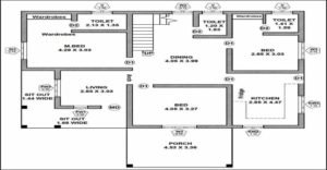 1650 Sq Ft 3BHK Box Shape Single-Storey Home plan