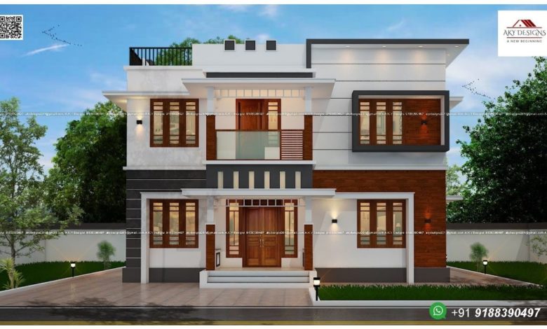 1784 Sq Ft 4BHK Contemporary Style Two-Storey Home and Free Plan