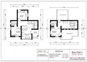 889 Sq Ft 2BHK Contemporary Style Two-Storey Home and Free Plan