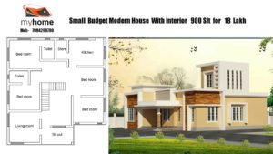 900 Sq Ft 3BHK Contemporary Style Single Storey Home and Free Plan