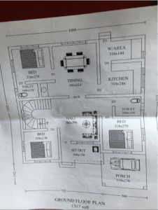 1317 Sq Ft 3BHK Contemporary Style Single-Storey Home and Free Plan