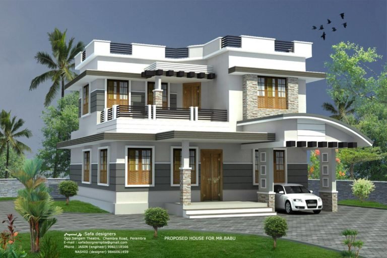 1400 Sq Ft 3BHK Contemporary Style Two-Storey Home and Free Plan
