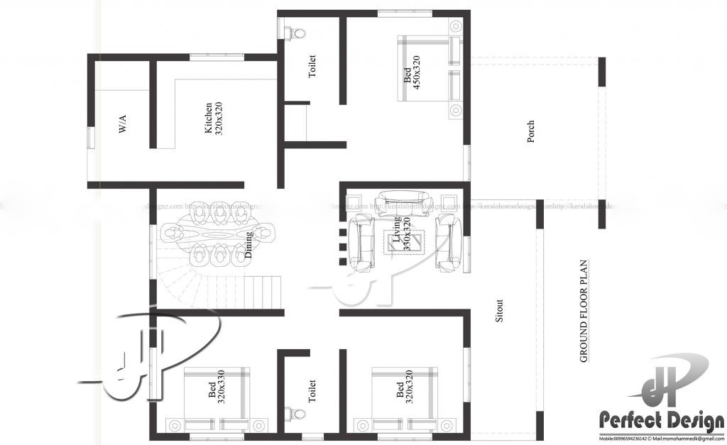 1151 Sq Ft 3BHK Modern Single-Storey Home and Free Plan, 17 Lacks